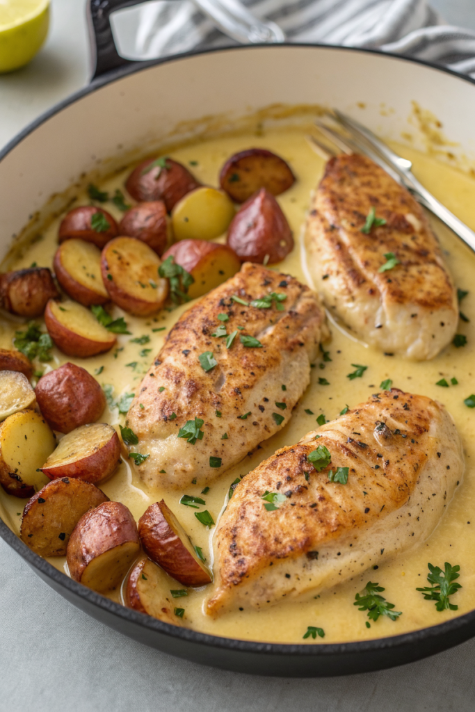 Chicken Potatoes with Dijon Cream Sauce