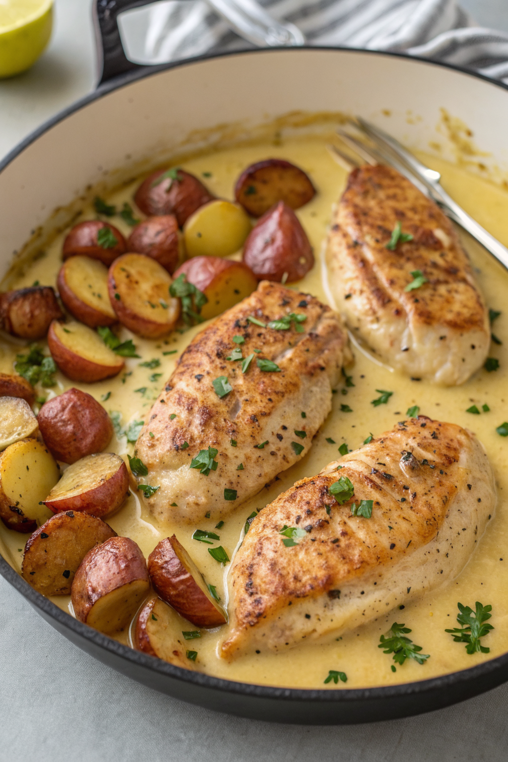Chicken Potatoes with Dijon Cream Sauce