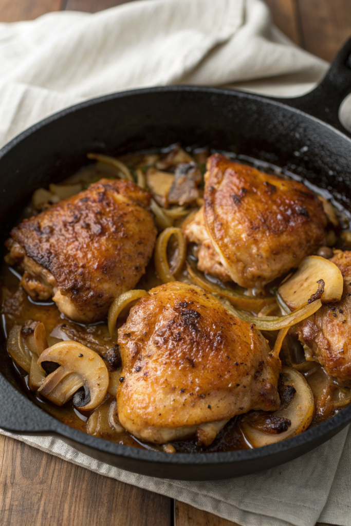 Cider Braised Chicken With Caramelized Onions
