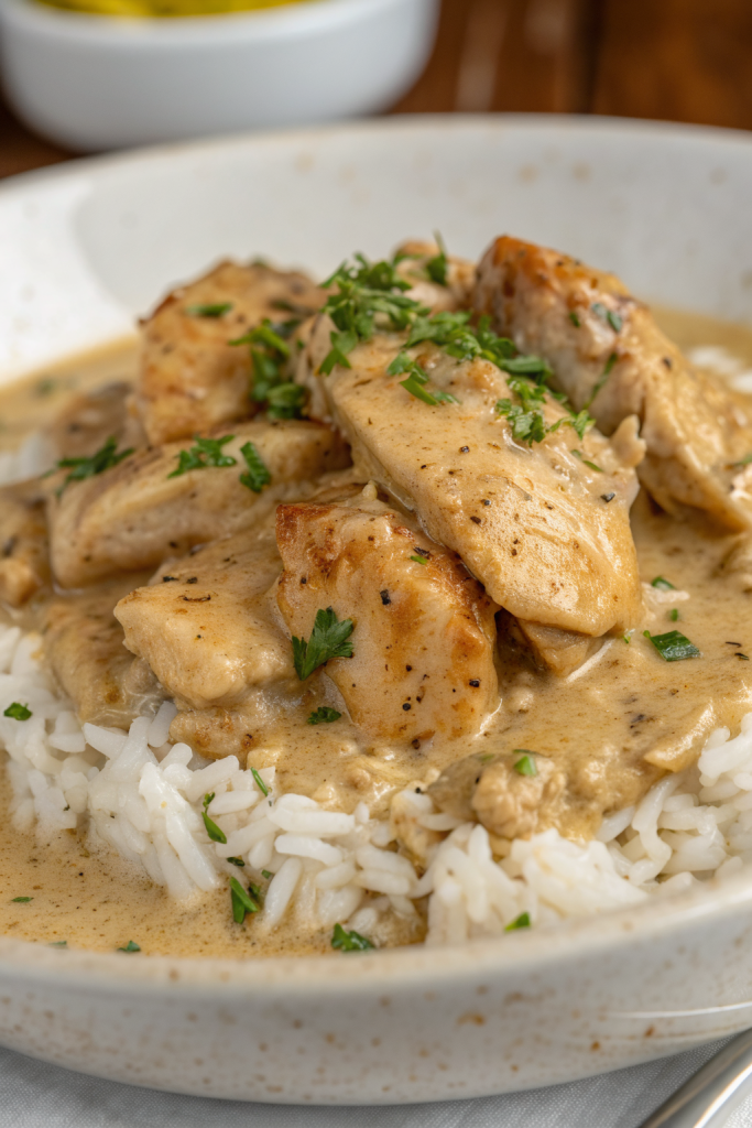 Creamy Smothered Chicken and Rice Recipe