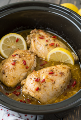 Crock Pot Chicken thighs Recipe with Lemon Garlic Butter