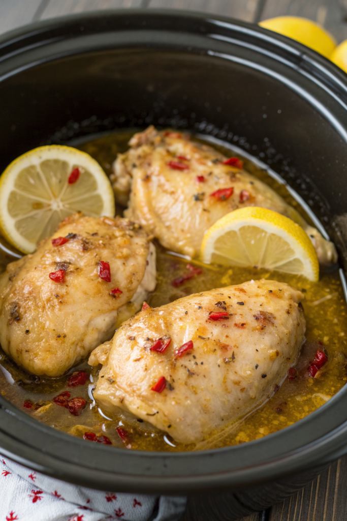 Crock Pot Chicken thighs Recipe with Lemon Garlic Butter