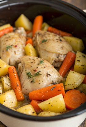 Crock Pot Garlic Butter Chicken with Potatoes and Carrots