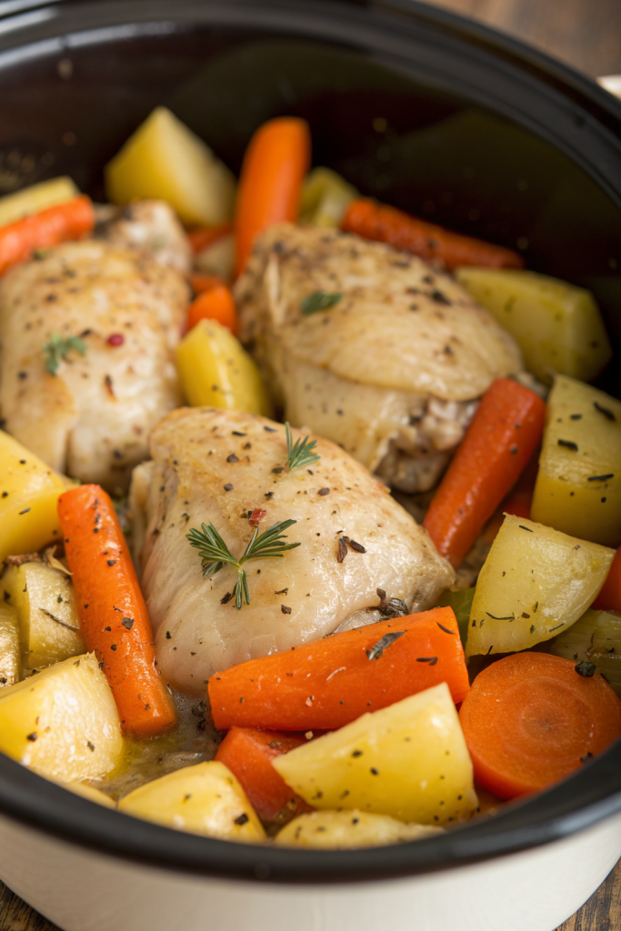 Crock Pot Garlic Butter Chicken with Potatoes and Carrots