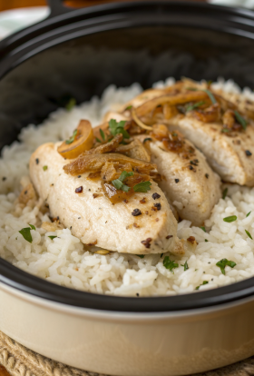 Crock Pot No Peek Chicken with Rice