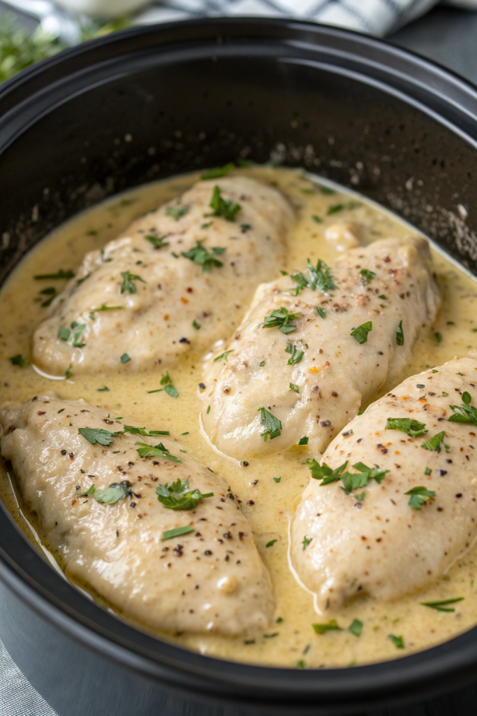 Crockpot Creamy Garlic Parmesan Chicken Recipe