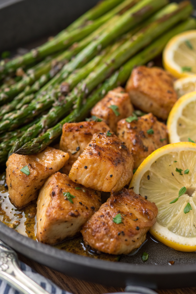 Garlic Butter Chicken Bites and Asparagus Recipe