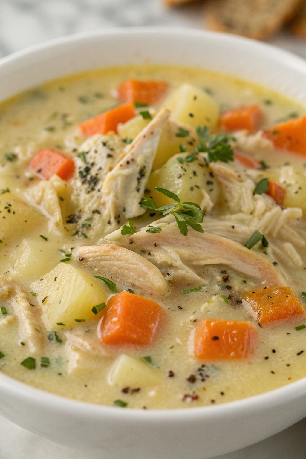 Healthy Chicken Pot Pie Soup Recipe