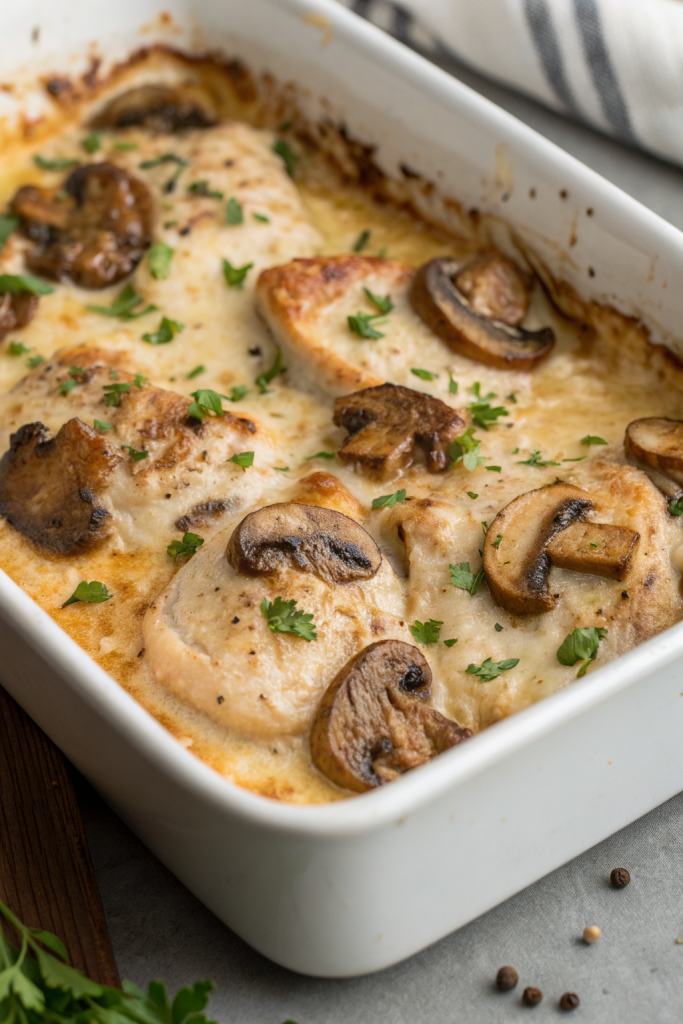 Keto Garlic Mushroom Chicken Casserole Recipe