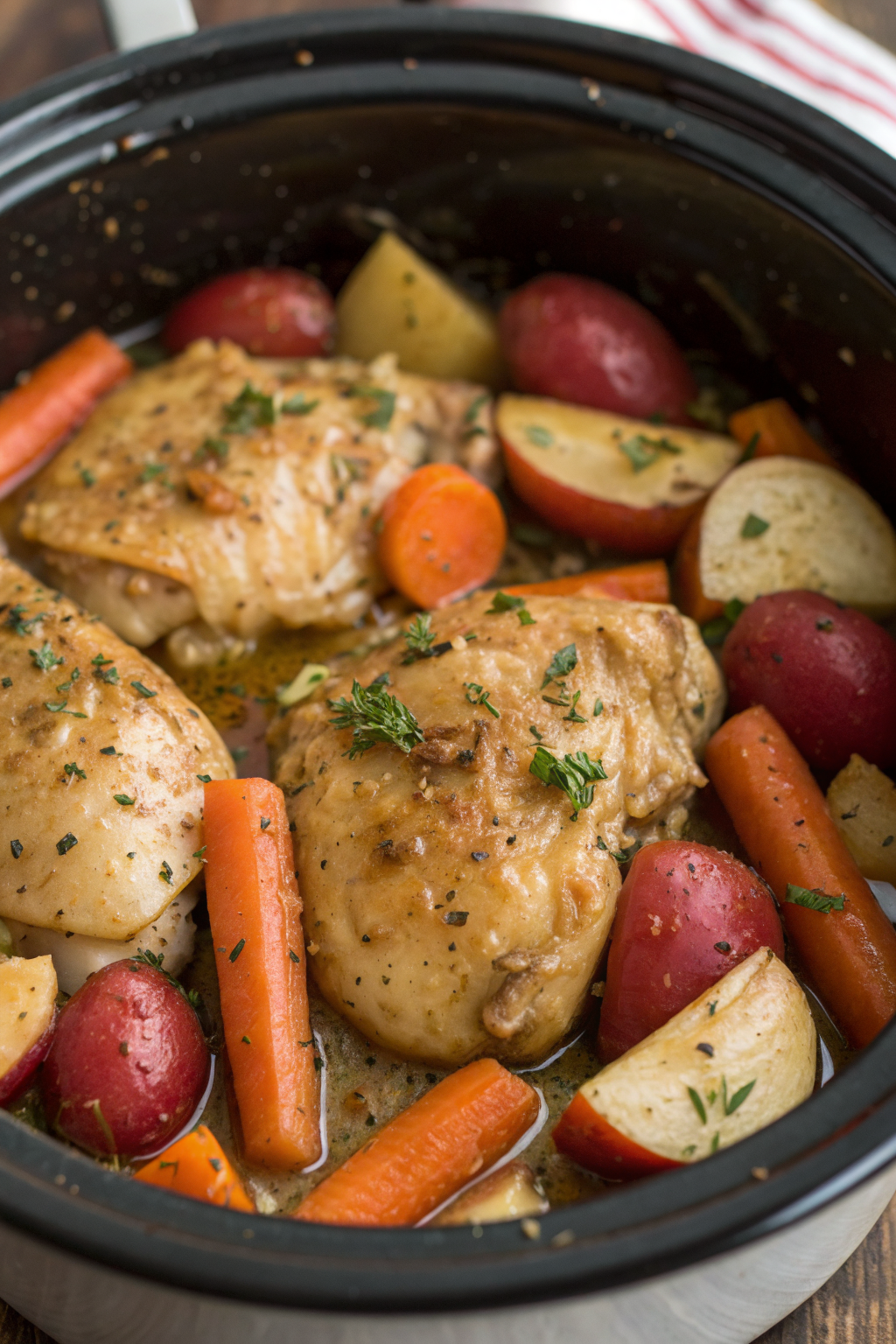 Slow Cooker Garlic Butter Chicken and Veggies