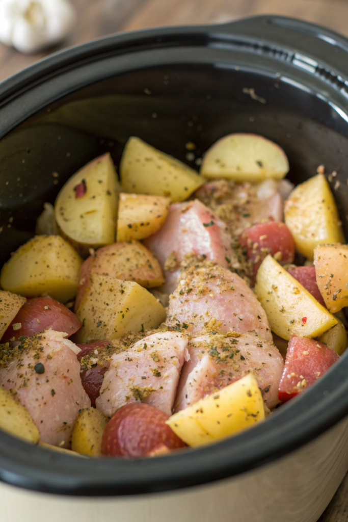 Slow Cooker Parmesan Garlic Chicken and Potatoes