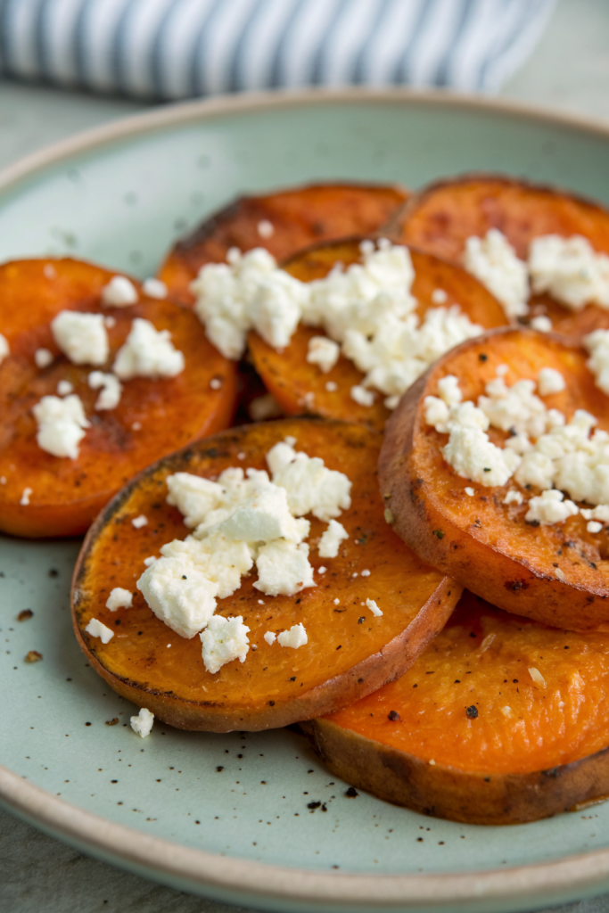 Sweet Potato Rounds with Honey & Feta Crumble