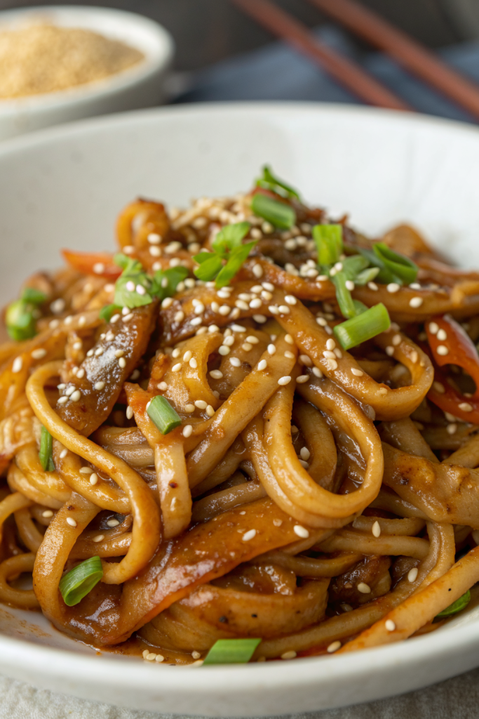Vegan Garlic Udon Noodles Recipe