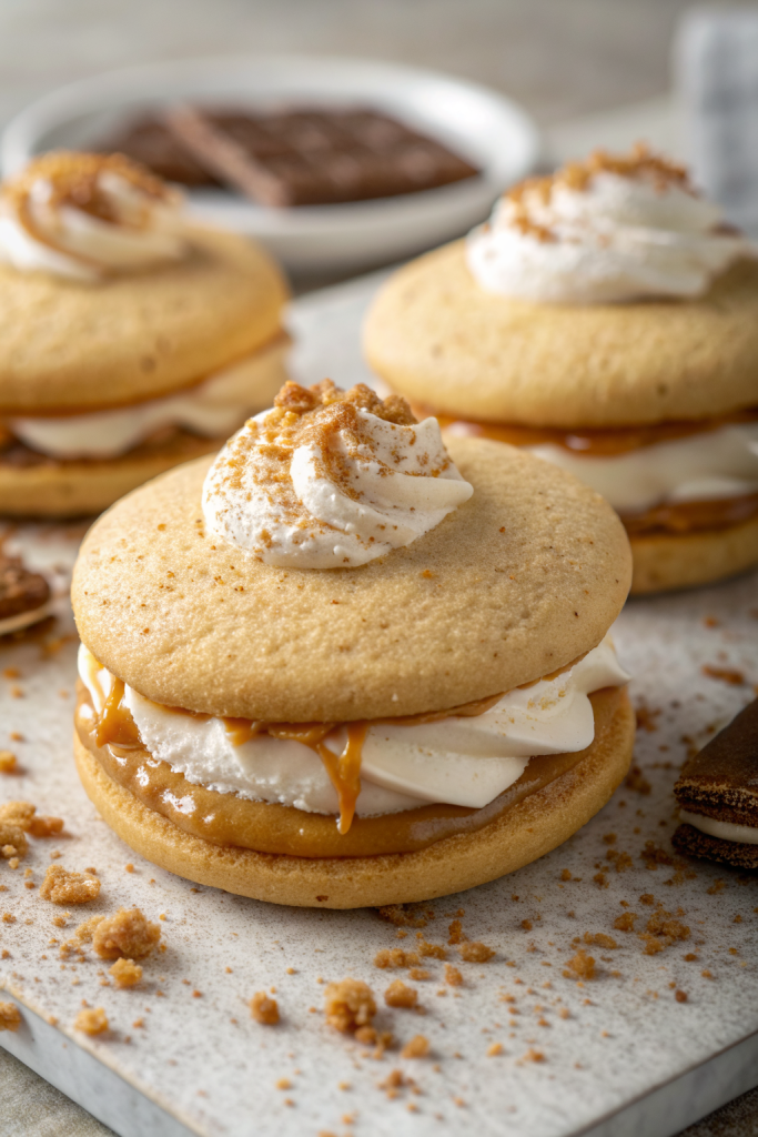 Apple Cider Whoopie Pie cookies with Caramel Filling
