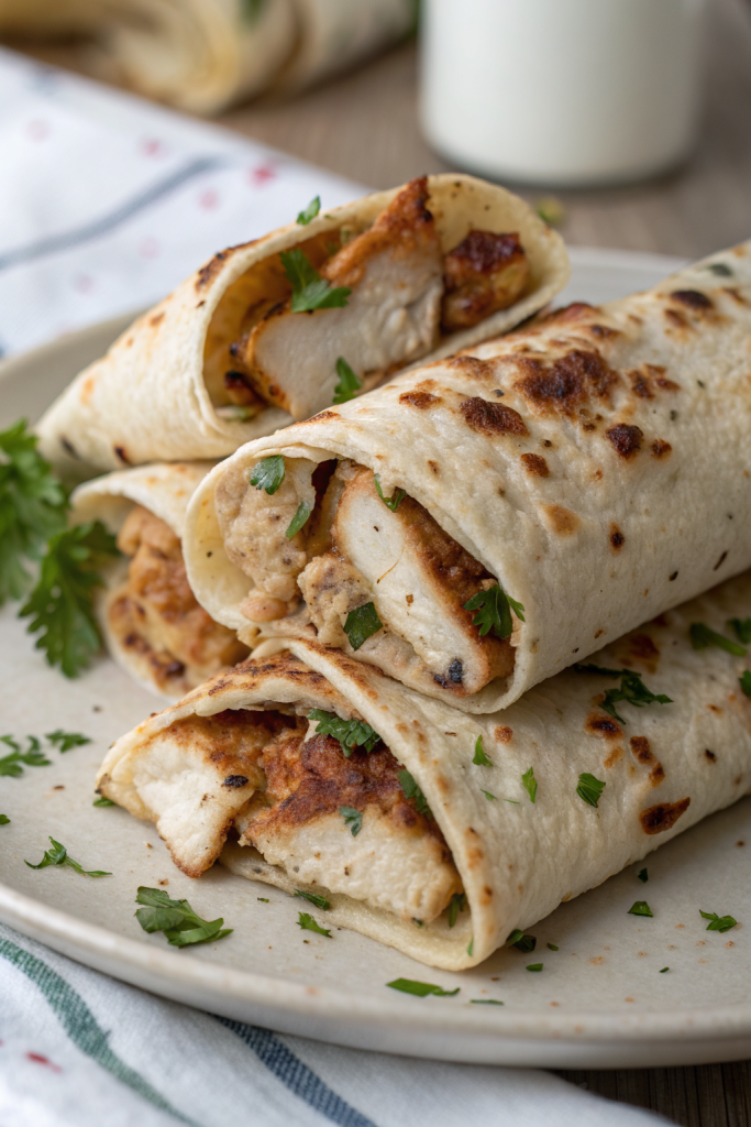 Cheesy Garlic Chicken Wraps Recipe