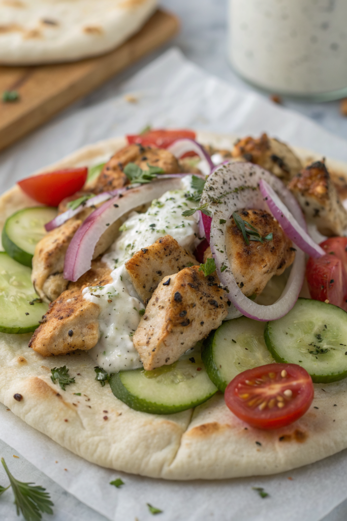 Greek Chicken Flatbread Recipe