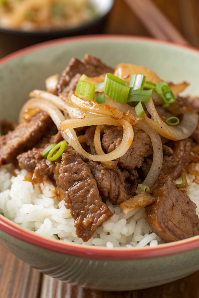 Gyudon Japanese Beef Rice Bowl Recipe
