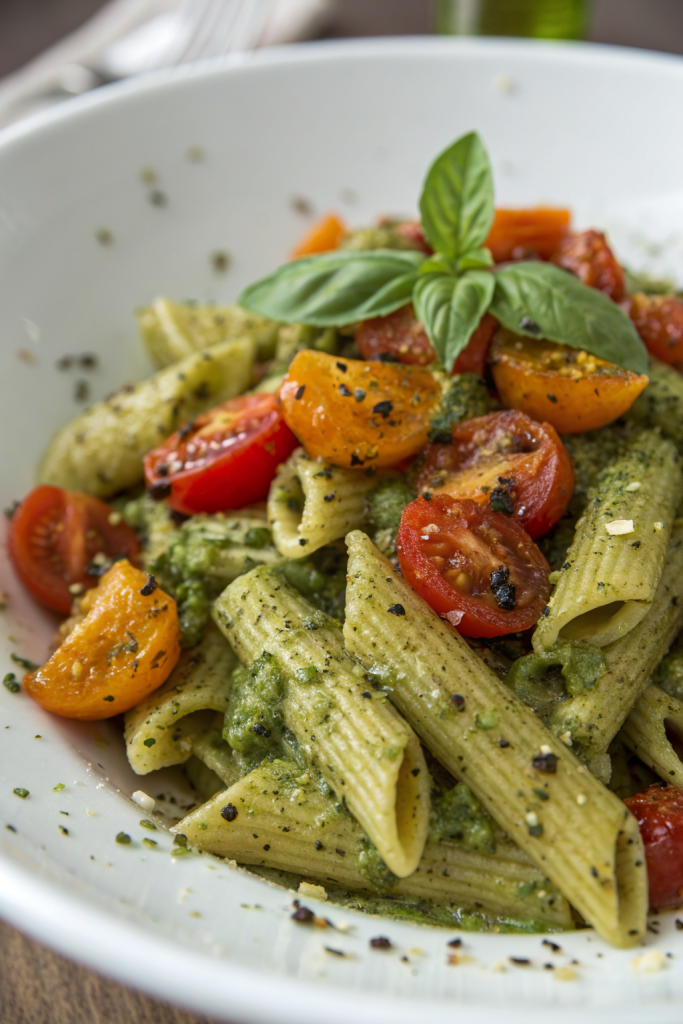 Pesto Pasta With Roasted Vegetables