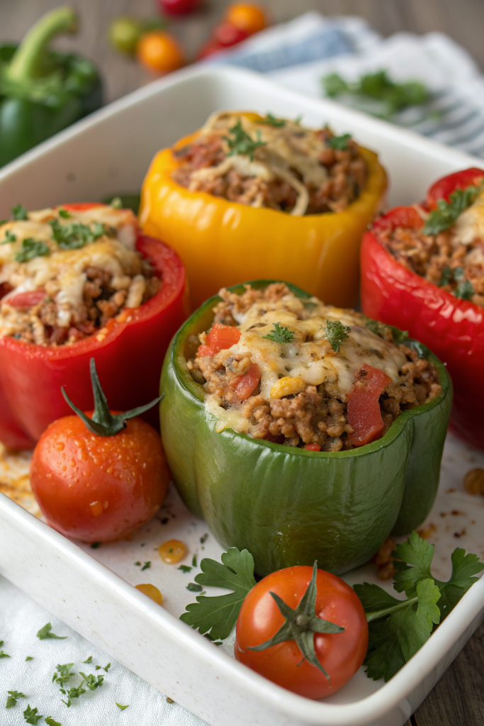 Stuffed Bell Peppers with Rice and Veggies